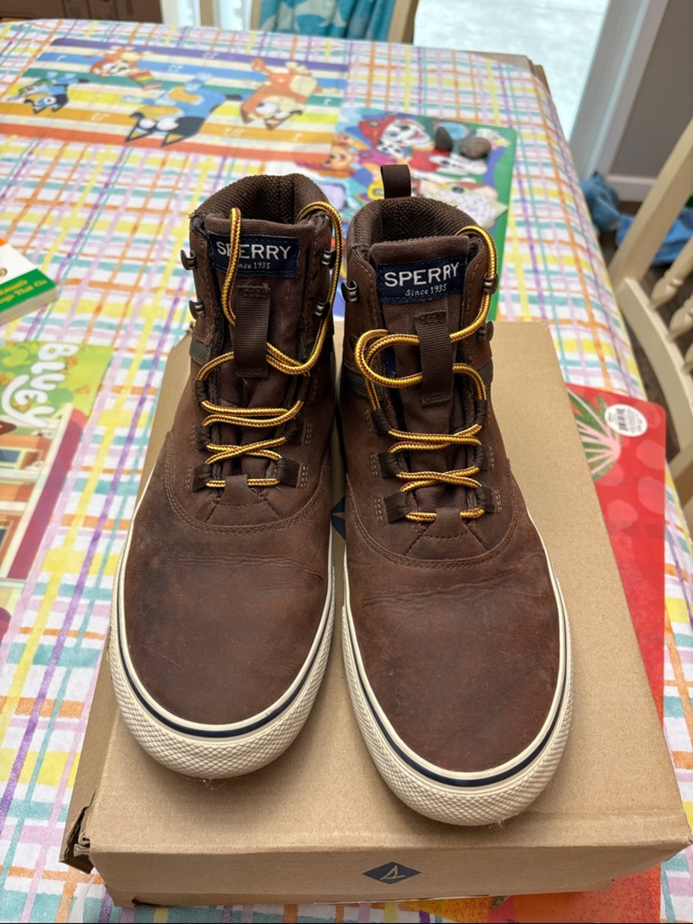 Sperry Brown Leather Boat-Style High-Top Shoes